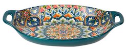 Блюдо овальное с ручками Arabesque 30,5x19,5x5см зеленое, фарфор