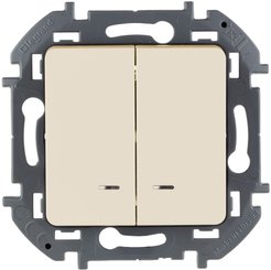 Выключатель 2-клавишный с подсветкой LEGRAND Inspiria 673631 слоновая кость