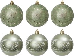 Набор шаров 6шт 8см, оливковый, ручная роспись, SYQB-0125345