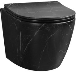 Унитаз подвесной безободковый Ceruttispa SELLA Aria Tornado MMB CT9531 (490х370х370) черный мрамор матовый