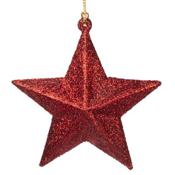 Украшение подвесное новогоднее Звезда в красном 10х9х3,5см,86772