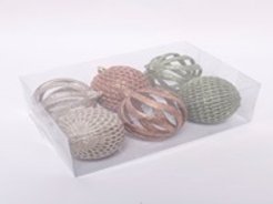 Набор шаров 6шт 8см карамель+оливковый+шампанское, SYDC23-029