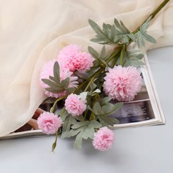 Цветок искусственный Астра китайская Балун розовый 77см