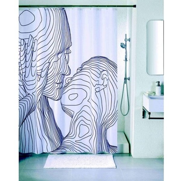 Штора для ванной комнаты 200х180см,полиэстер,black&white,IDDIS,SCID150P