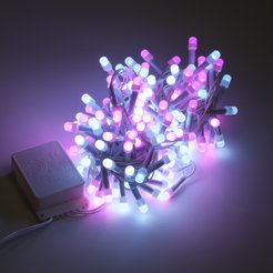 Электрогирлянда внутренняя Нить Fantasy 9м 180LED, холодный белый+розовый, с контролером, белый кабель