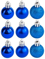 Набор шаров 9шт 3см, синий (глянец: 3шт, матовые: 3шт, глиттер: 3шт), SYQA-0122133