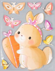 Наклейка EVA интерьерная Зайчик с морковкой и бабочки 9709638 41х31,5см