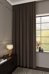 Штора готовая портьера 200х280 бархат темно-коричневый