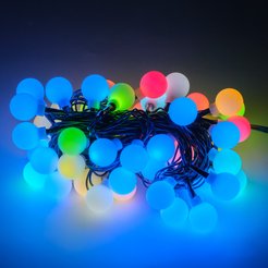 Электрогирлянда внутренняя Шары 1,7см 5м 50LED, мультиколор RGB7, матовые лампы, контролер, зеленый кабель