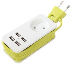 Удлинитель бытовой UNIEL Travel 1 гнездо 1,5м 4USB+розетка без заземления