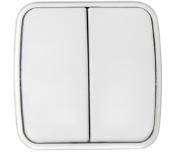 Выключатель 2-клавишный Электра IP20 10А белый