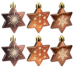 Набор украшений звезда 6шт 6см кофе SYQF-012228