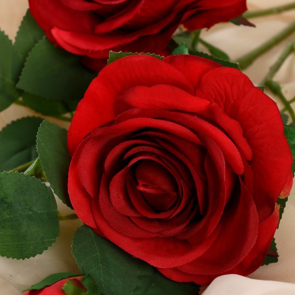 Цветы искусственные Роза роскошь 9х63см, красный 