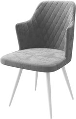 Стул кухонный Mamadoma Freddy-R1 b22 46х44х86см велюр/металл, серый/белый, поворотный