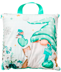 Плед-подушка Павлина 150х200см Новогодний гном голубой