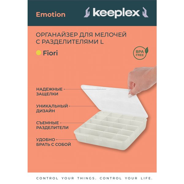 Органайзер для мелочей Keeplex Fiori L 20х20х4,5см белое облако ПП