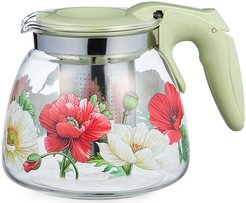 Чайник заварочный Agness Маки 900мл стекло, фильтр нерж.сталь 