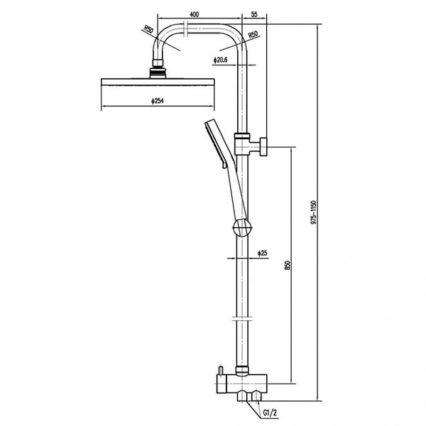 Система душевая Тека-ALCUDIA с верхним и ручным душем для подключения настенного смесителя(790027200),NEW2