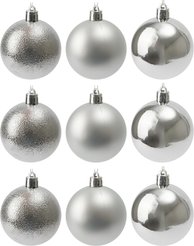 Набор шаров 9шт 6см серебро, глянец/матовый/блестки, SYQA-0124259