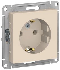 Розетка встраиваемая Schneider Electric AtlasDesign с заземлением цвет бежевый