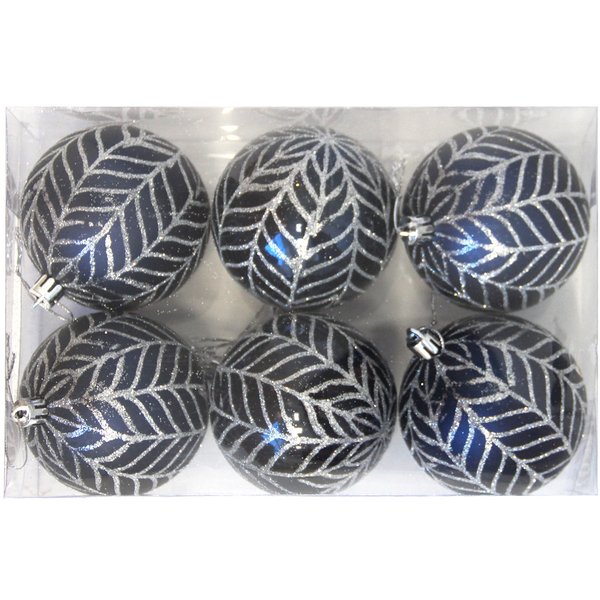 Набор шаров с узором 6шт 8см синий SYQB-0120152