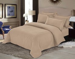 Комплект постельного белья Евро IDEASON Полисатин Страйп бежевый