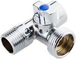 Кран шаровый трехпроходной для подкл.стац.приб.1/2"х3/4"х1/2" в/н/н (хром) флажок MP-У