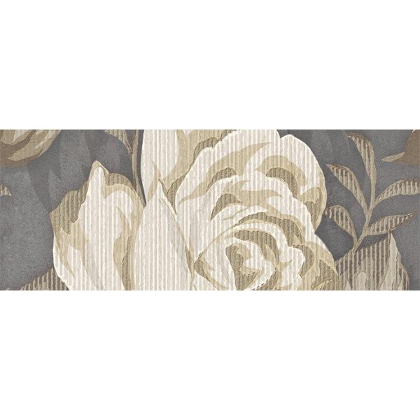 Бордюр настенный Фиори Гриджо 7,5х20см цветы тем.серый шт(1501-0100)