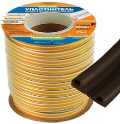 Уплотнитель самоклеящийся PRAKTISCHE HOME 9х5,5мм Р-100м коричневый