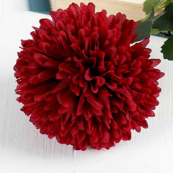 Цветок искусственный Хризантема 9х48см, бордовый 