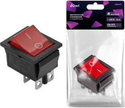 Выключатель с подсветкой duwi 4 контакта 250В 16А, ВКЛ-ВЫКЛ 26840 6