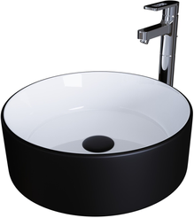 Раковина Grossman GR-4040BW (360х360х115) ЧЕРНАЯ БЕЛАЯ внутри