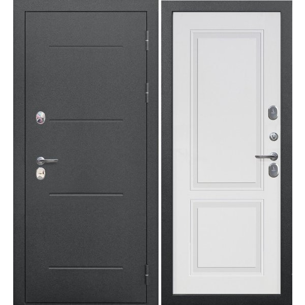 Дверь входная Изотерма серебро велюр белый софт 860х2050мм правая