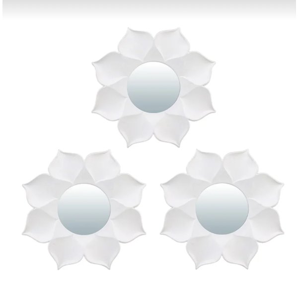 Комплект QWERTY декоративных зеркал Бордо 3шт белый, 25см, d10см
