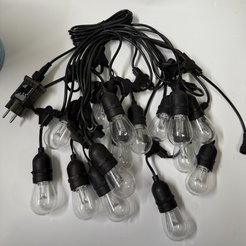 Электрогирлянда внешняя Лампы 5м 10LED IP65, теплый белый, контролер, с коннектором, черный кабель