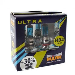Автолампа МАЯК ULTRA HB4(9006)/12- 65+30% P22d Super White 2 шт