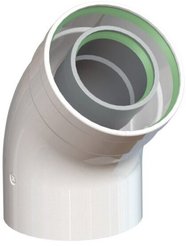 Колено коаксиальное 45° 60x100