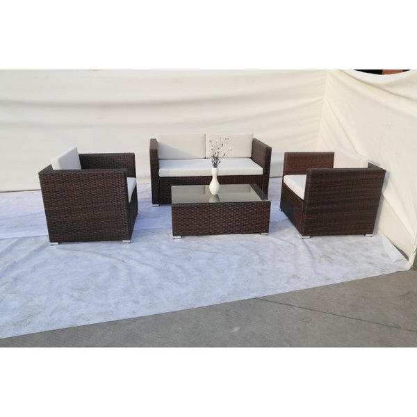 Комплект мебели F5011 4 предм.(стол,2 кресла,диван) иск.ротанг,метал.каркас,водонепроницаемый полиэстр