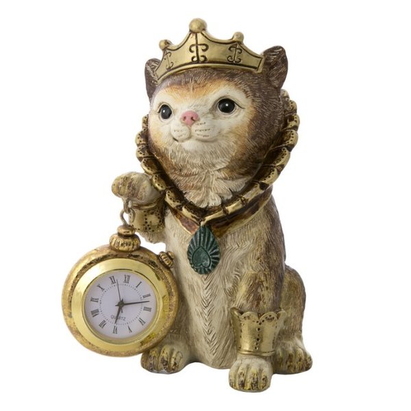 Фигурка декоративная Кошка с часами из полирезины с кварцевыми часами 9x8x14,5см арт.76670