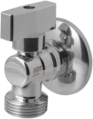 Кран латунный угловой с отражателем 1/2"х3/4" наружная резьба (хром)