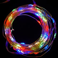 Электрогирлянда-нить струна 10м 100LED,разноцветный,источник питания батарейки DS3AA-100M