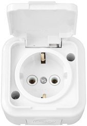 Розетка накладная брызгозащищенная с крышкой IP54 Пралеска цвет белый