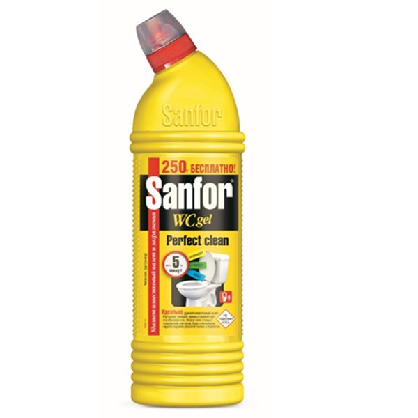 Средство санитарно-гигиеническое Sanfor WC 986мл Лимонная свежесть, гель, акция 250г бесплатно