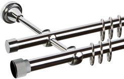 Карниз двухрядный кованный Grace хром 2,4м (наконечник Орсей мини) d16/16мм