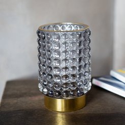 Подсвечник декоративный из цветного стекла, D=8,5см, H=12,5см, серый
