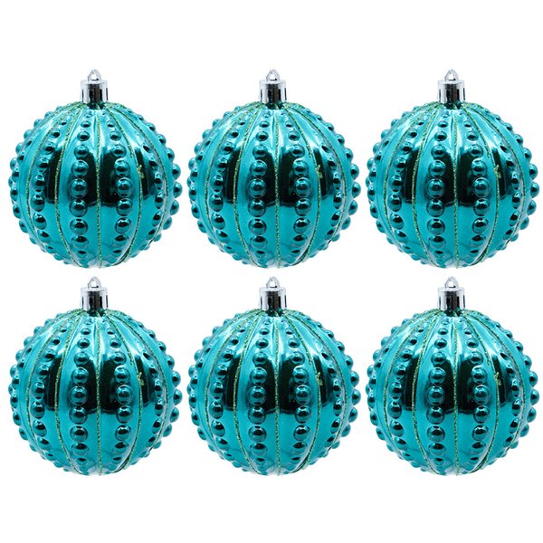 Набор шаров с узором 6шт 8см синий и зелёный SYQB-0120458