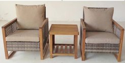 Набор садовой мебели Сан-Франциско (столик+2 кресла), металл/акация/ иск.ротанг, бежевый, L23-MST012