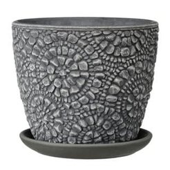 Горшок бетонный Камешки d15см h13см v1,3л, бутон, серый