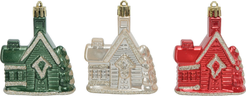 Набор украшений Домики 3шт 8см, шампань+красный+зеленый, SYQD1-0125016