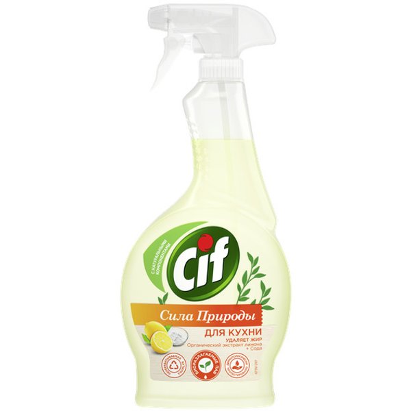 Спрей д/кухни Cif 500мл Сила природы Лимон+Сода, Антибактериальный